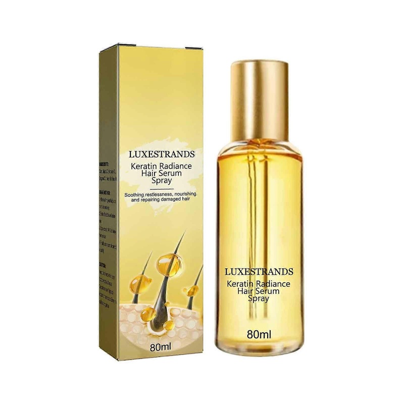 LuxeStrands Keratin Radiances Hair Serum Spray Smooths Frizz, Nourishes And Repairs Damage, Enhances Shines Hair Care Essence Spray 80ml