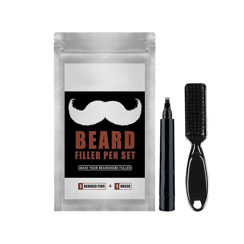 Men Beard Pencil Beard Filler Pen Waterproof Proof Sweat Proof Beard Pencil Filler with Brush Long Lasting Coverage Beard Pencil