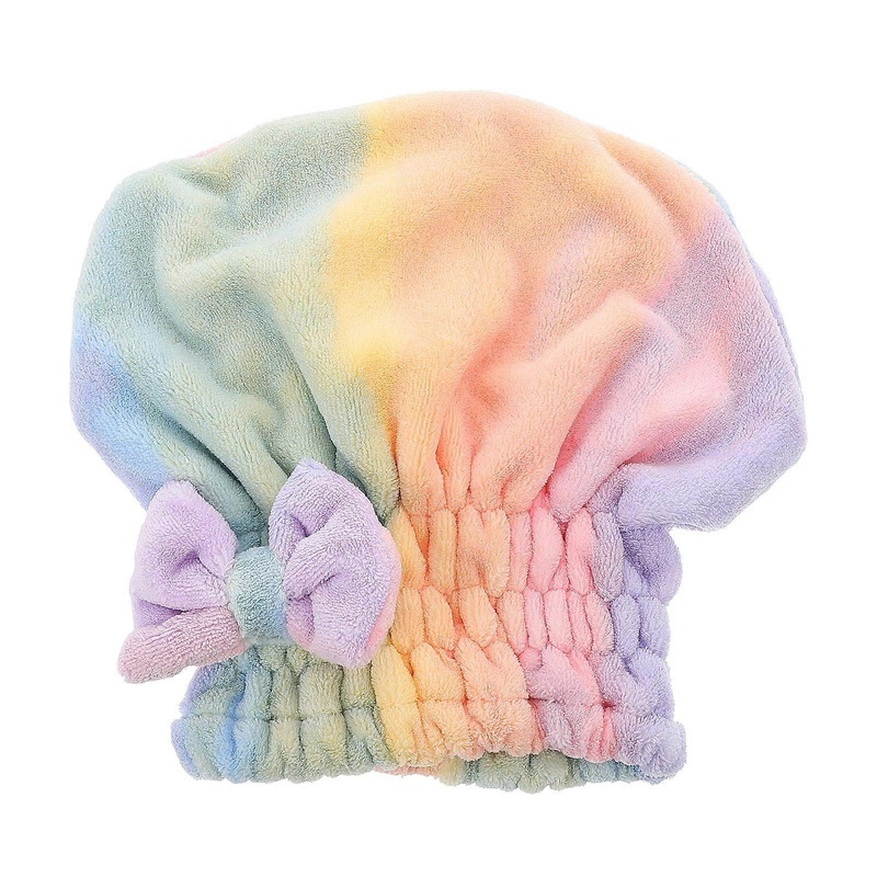 1pc Household Dry Hair Wrap Towel Thickening Bow Turban Coral Hair Drying Hat Water Absorption Microfiber Towel