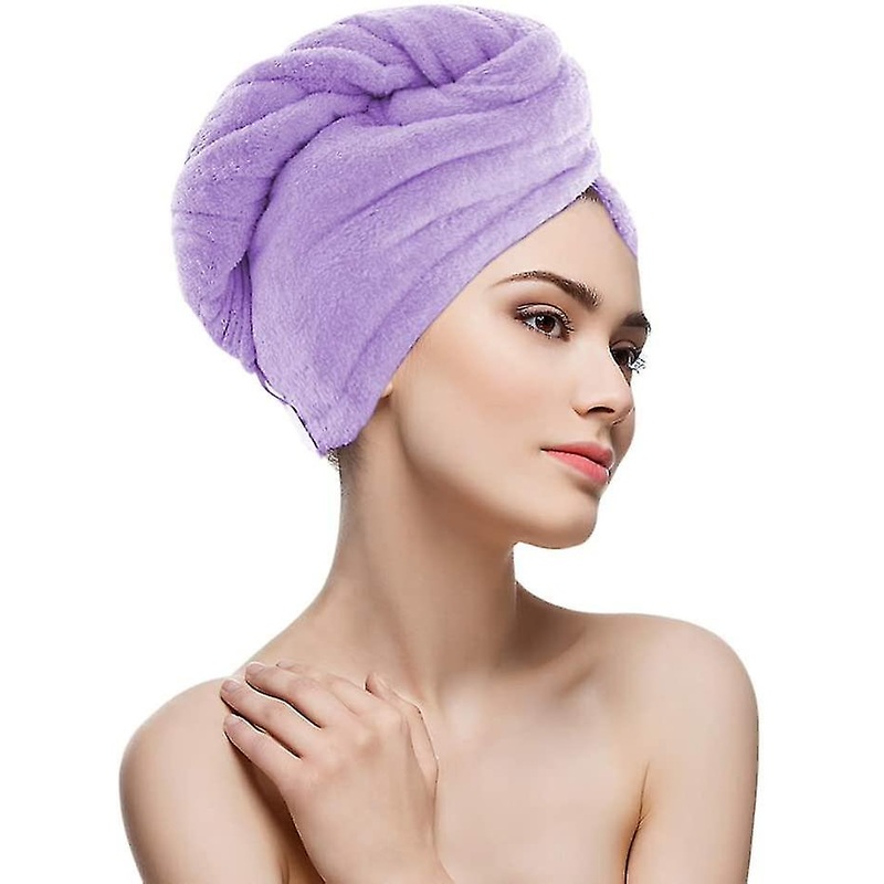 Microfiber Hair Drying Towel, Magic Hair Turban Wrap With Button