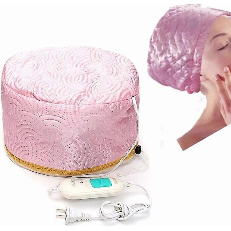 US PLUG 220V Electric Hair Care Cap Steam Thermal Heating SPA Fabric Pink