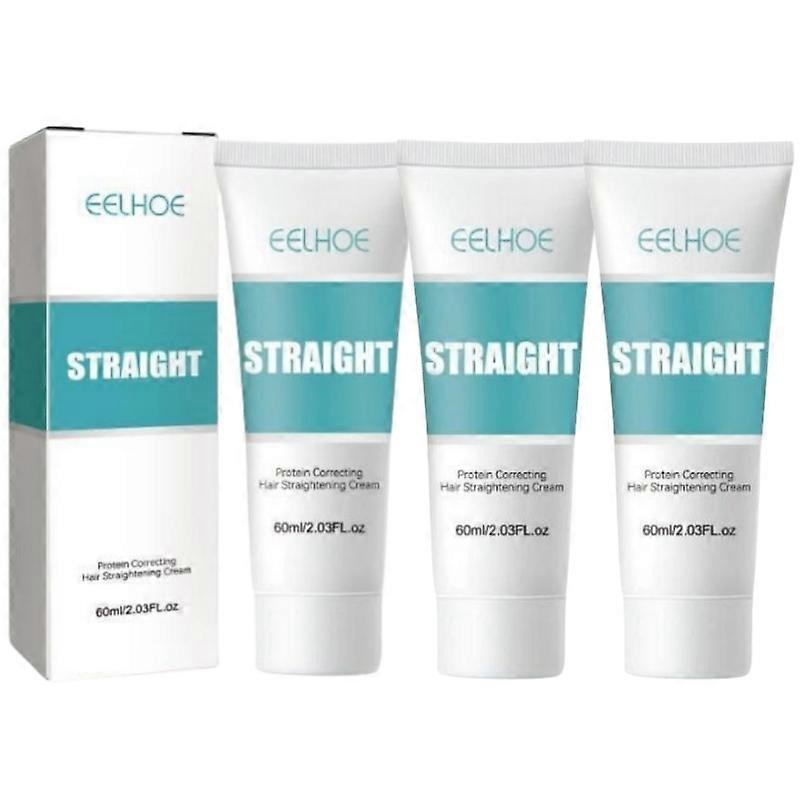 3Pcs Protein Hair Straightening Cream, Silk & Gloss Hair Straightening Cream 60ml