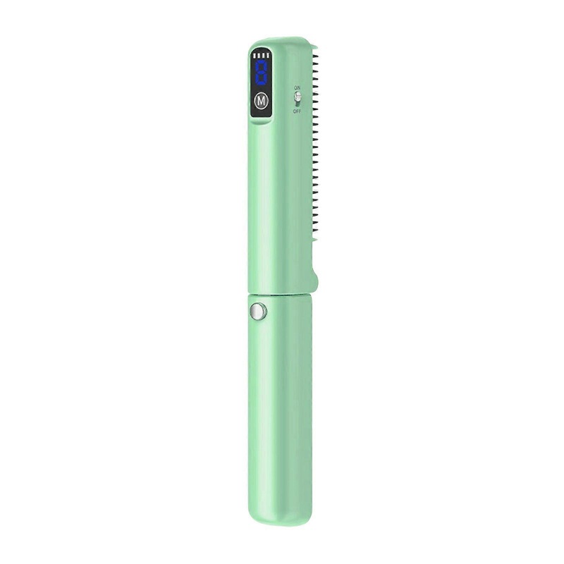 Foldable Hair Straightener Comb 3 Temperatures LED Display Fast Heating USB Rechargeable Travel Portable Ionic Hot Brush Electric Hair Styling Detangl