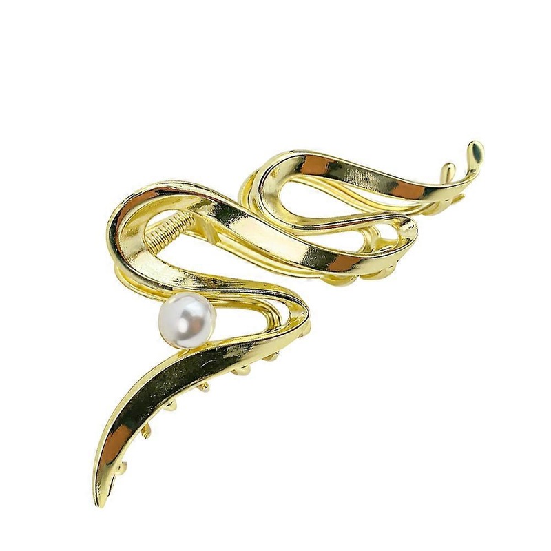 Pearl wavy hair clip female back of head shark clip grab clip