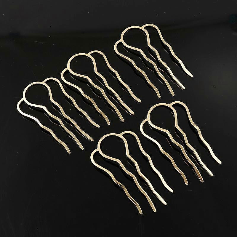 Updo Accessory, Stylish Metal Side Combs For Women, Hair Bun Plug Holder, Golden, 5 Pieces