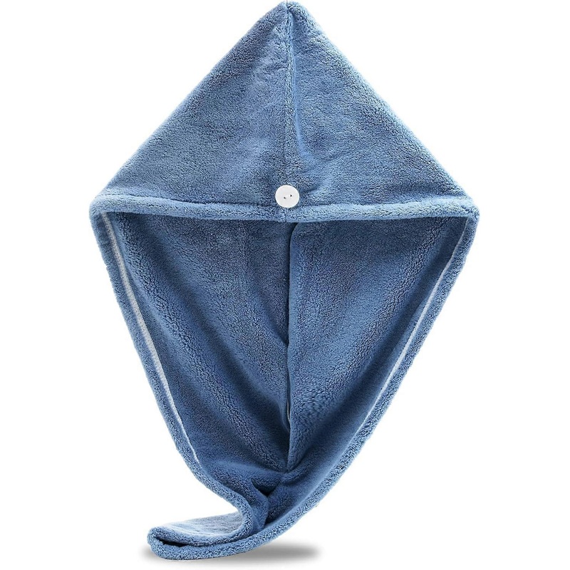 2 pieces-Microfiber hair towel wrapped super absorbent twist dry hair cap with button closure