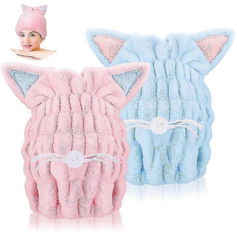 2023 – 2 Pack Microfiber Hair Drying Towels, Quick Drying Head Caps, Super Absorbent Hair Towel With Cute
