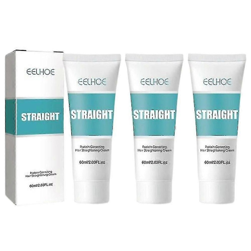 3pcs Hair Straightener Cream Permanent Protein Correcting Hair Straightening Cream Straight Hair Rebonding Cream-yyc