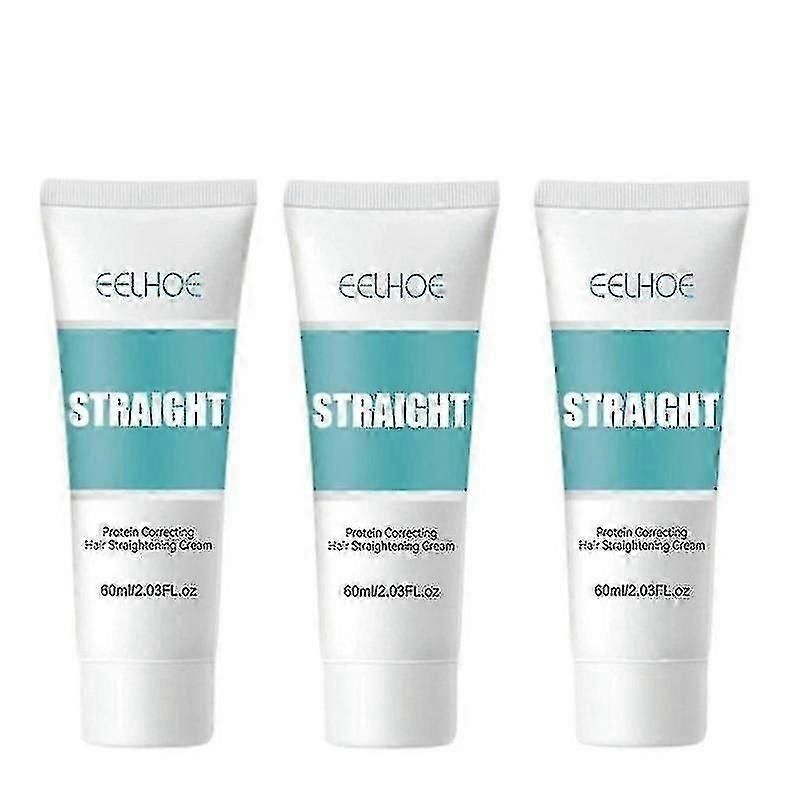 3pcs Protein Correcting Hair Straightening Cream Smooth Straight Hair Care 60ml
