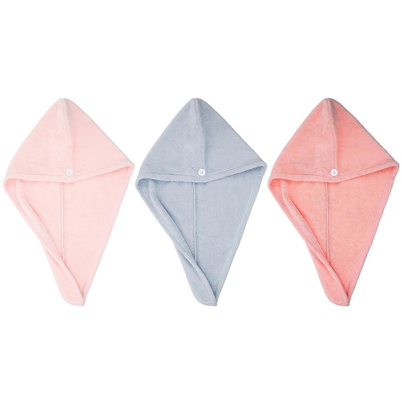 3pcs Quick Drying Hair Towels Water Absorbent Caps Bath Dryer Hats for Women