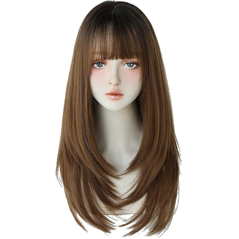 Hair Dye Wig For Women Synthetic Hair  (25inch, Honey Tea Dye Top Black)