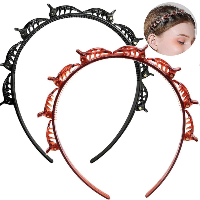 Quality PC Materials Headband For Women, Easy To Use With 8 Adjustable Clips, Fashionable Hollow Layer Plait Design, Versatile Hair Accessory With