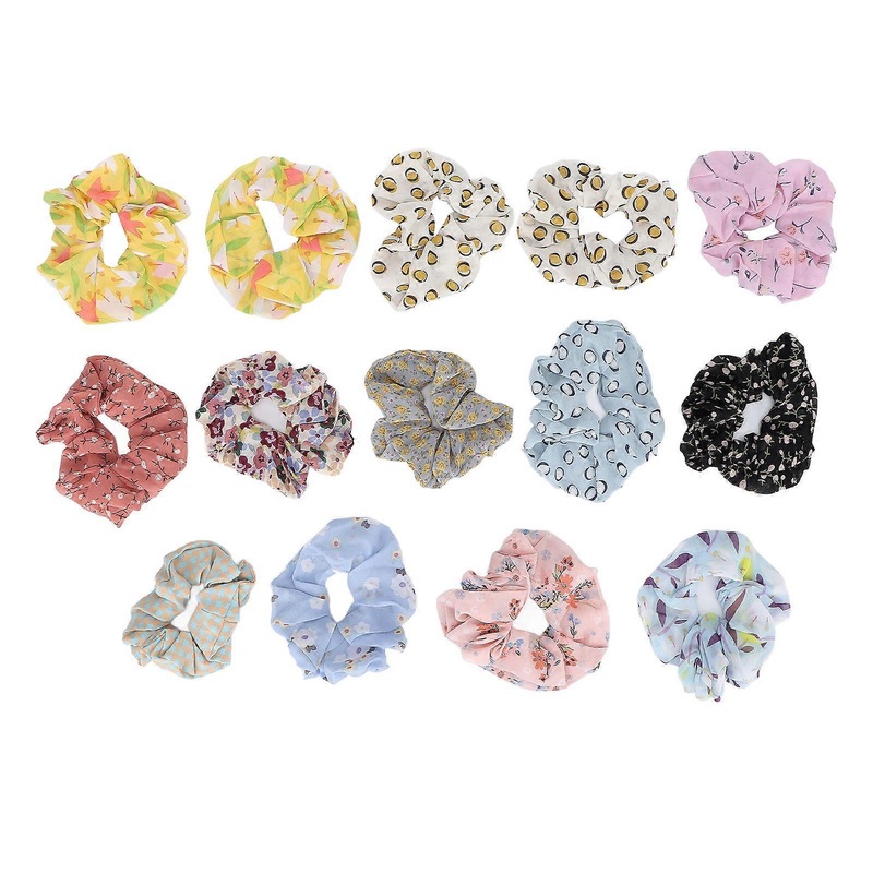 14pcs Hair Scrunchies Chiffon Fashionable Hair Ties Ropes Ponytail Accessories for Women Girls Daily Wear