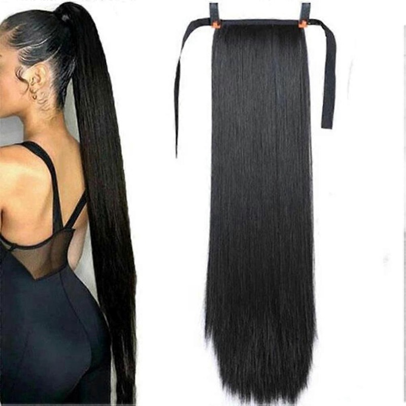 32 inch Long Straight Ponytail Hair Extension Hairpiece Heat Resisting Fiber Synthetic Ponytail Hairpiece for Girl Lady Woman