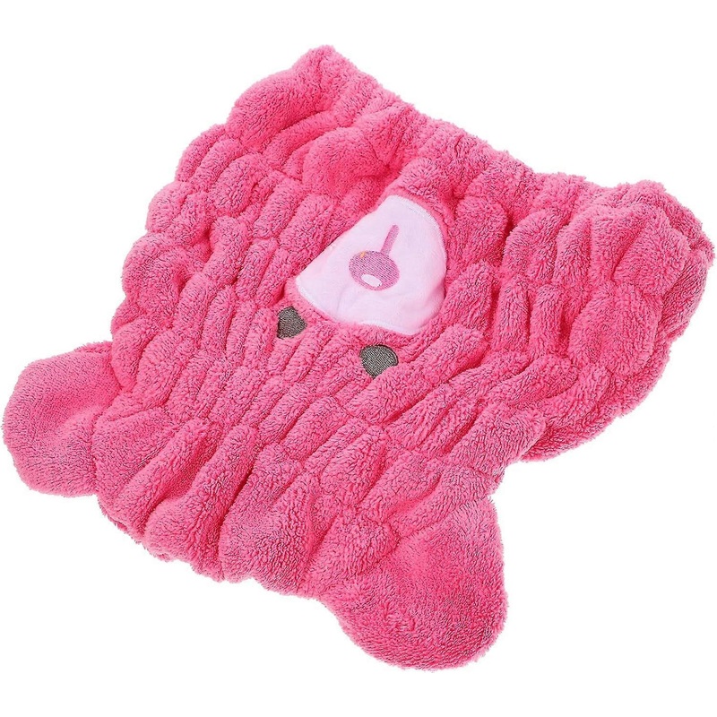 Absorbent Hair Drying Cap for Children Quick Drying Hat Soft Fleece Hair Towel Wrap Bear Pattern