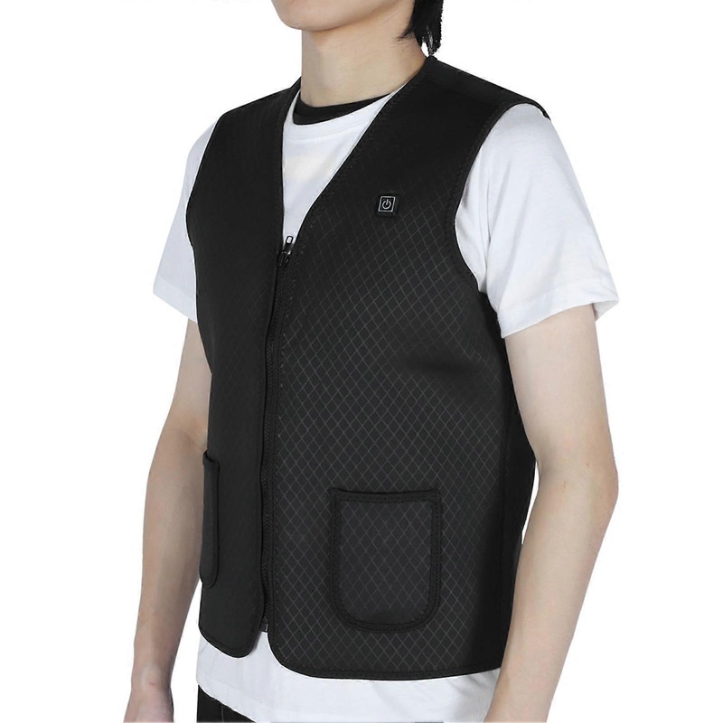Black XL Unisex USB Electric Heating Vest 8 Heating Zones 3 Gears Temperature Outdoor Warm