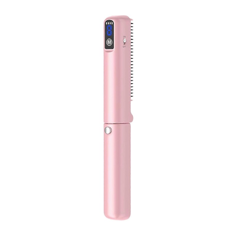Foldable Hair Straightener Comb 3 Temperatures LED Display Fast Heating USB Rechargeable Travel