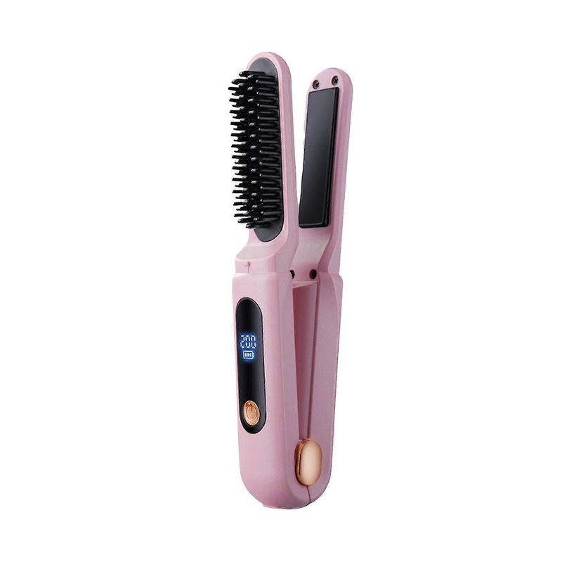 Portable Cordless Hair Straightener Brush 3 Temp Adjustable Fast Heating USB Rechargeable Negative