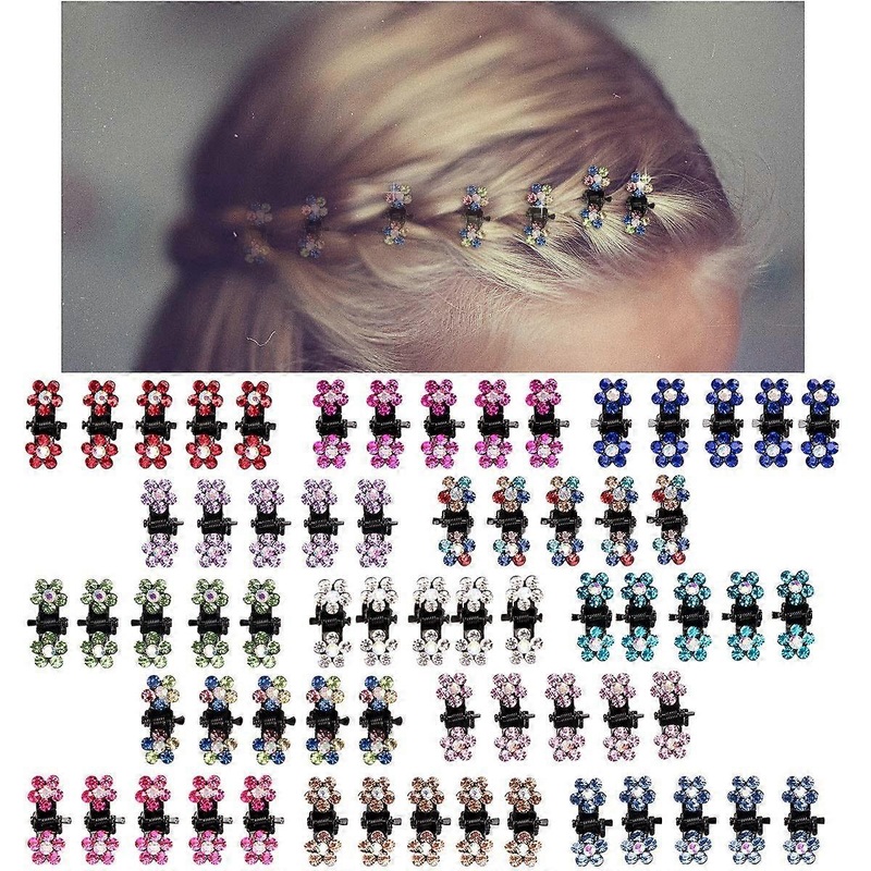 Sparkling Crystal Hair Barrettes, Shiny Crystal Rhinestone Mounted On French Clips, Snap Clips For Women And Girls, Bright Colors, Mini Size For Thin