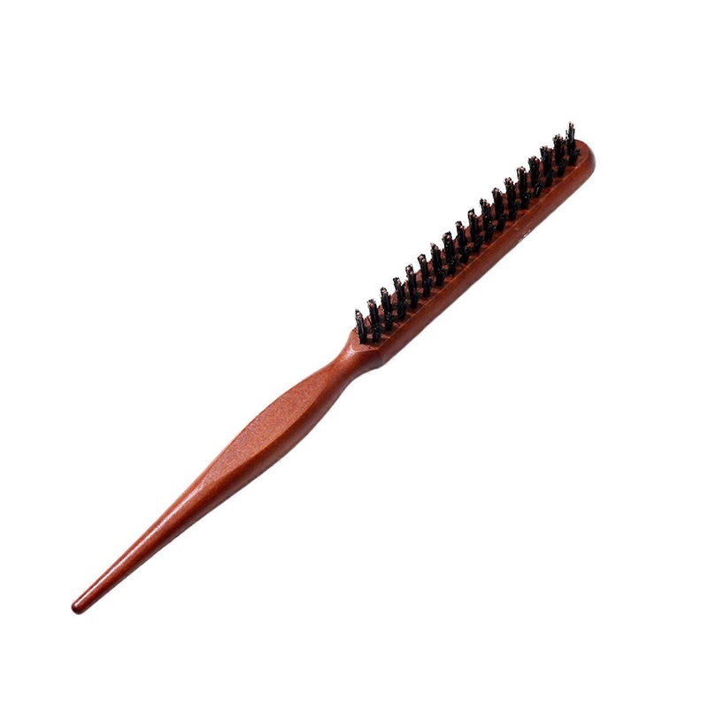 1/2Pcs Boar Bristle Teasing Hair Brush Wooden Long Handle Curl Fluffy Hair Rat Tail Comb Women Thin Thick Hair Styling Detangling Comb