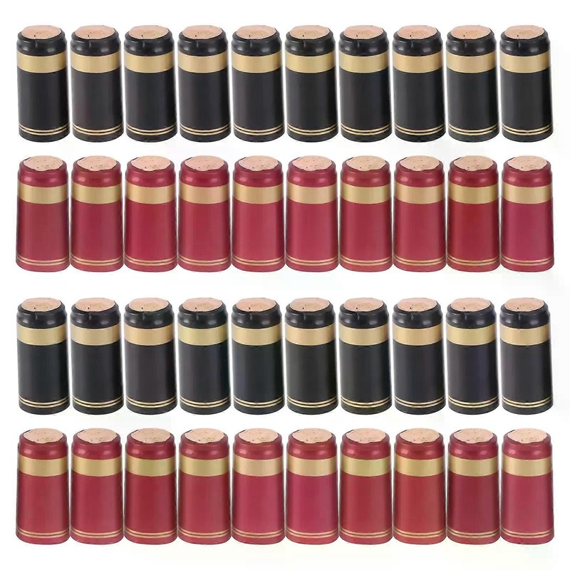 100pcs Heat Shrink Capsules Wine Bottle Capsules Wine Heat Shrinkable Cap Wine Shrink Film Wrap for Wine Straight Mouth Bottle