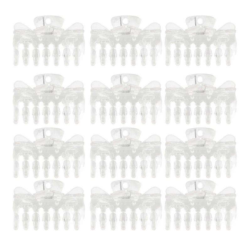 12pcs Hair Claw Clip Transparent Prevent Slip Strong Hold Elegant Plastic Hair Clamps for Women Girls