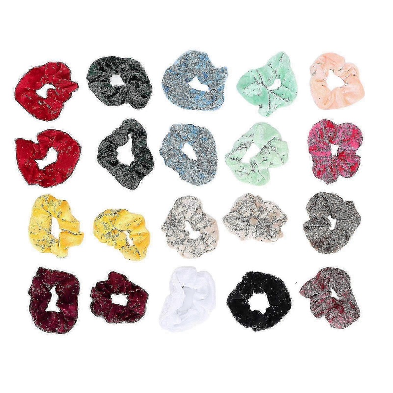 20pcs Elastic Hair Scrunchies Mixed Color Soft Lint Large Intestine Hair Bands Hair Accessories for Girls