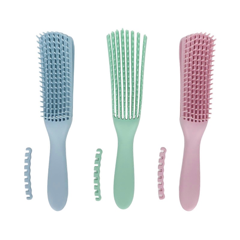 3pcs Portable Detangling Brush Hairdressing Tool with Skid Resistance Rubber Handle for Long Thick Wet Dry Hair
