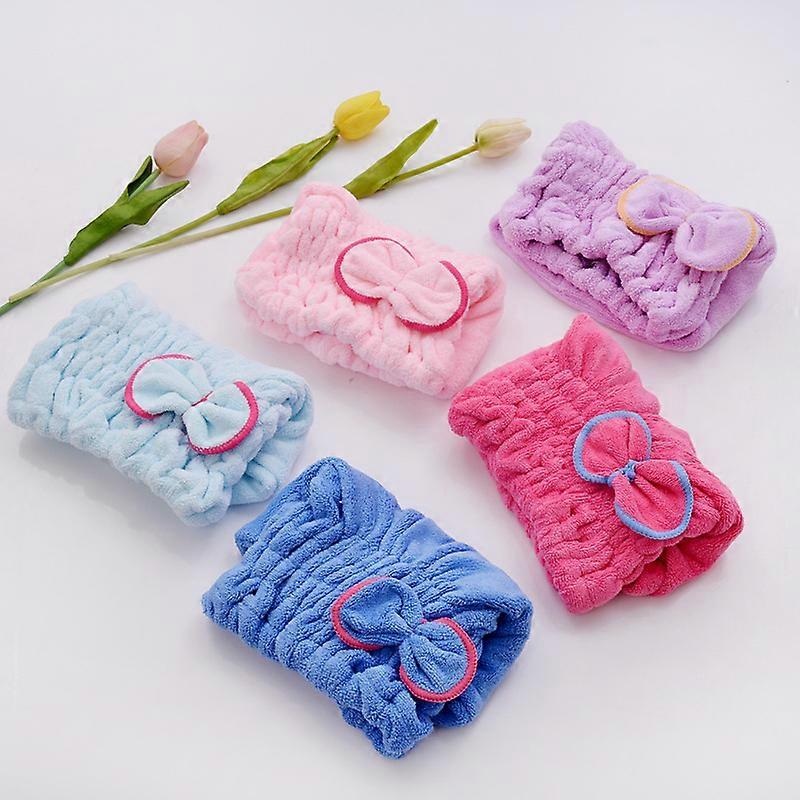 5PCS Dry Hair Cap, Women Cute Dry Hair Cap, Cute Bowknot Ultra Absorbent Shower Bath Spa Cap, Hair Drying Cap Wrap