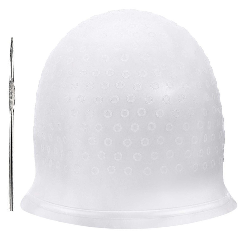 Silicone Highlighting Cap Reusable Highlighting Hair Cap Salon Hair Dye Cap With Hook For Women Girls Hair Dyeing (1 Set)