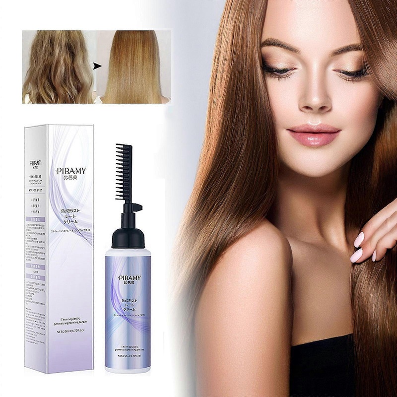 Thermoplastic Hair Straightening Cream Comb 260ml 2-in-1, Softener Pull Clip Flat Hair Cold Ironing Agent Household