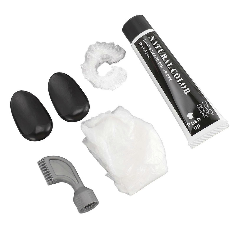 2 in 1 Hair Dye Cream with Comb Gray Coverage Fruit Vegetable Hair Coloring Kit Black 80ml