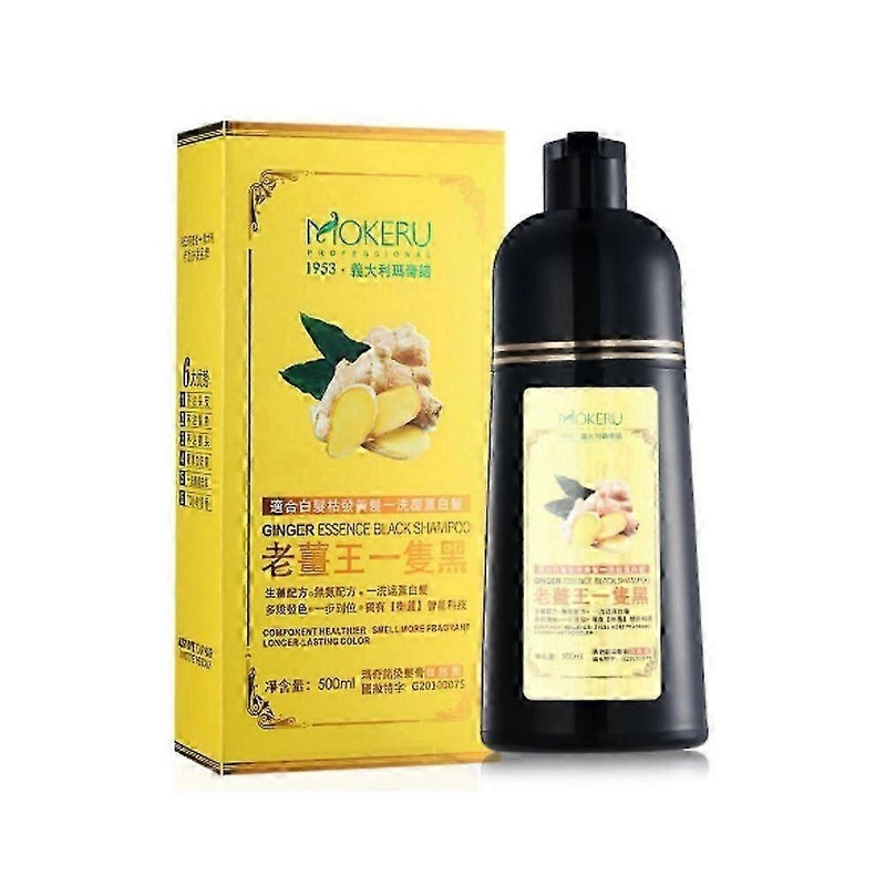 500ml Natural Ginger Dye Shampoo Long Lasting Moisturizing Black Hair Dry