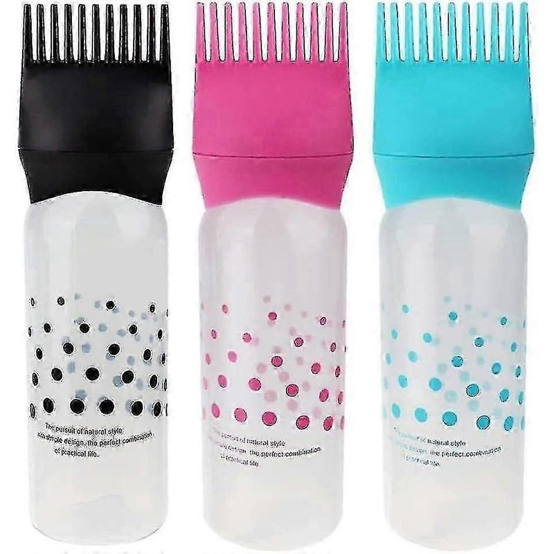 (pink + Blue + Black) 3 Applicator Bottles Root Comb Applicator Bottle Hair Dye Applicator Bottle Dispenser Brush Applicator Bottle Hair Dye Salon a