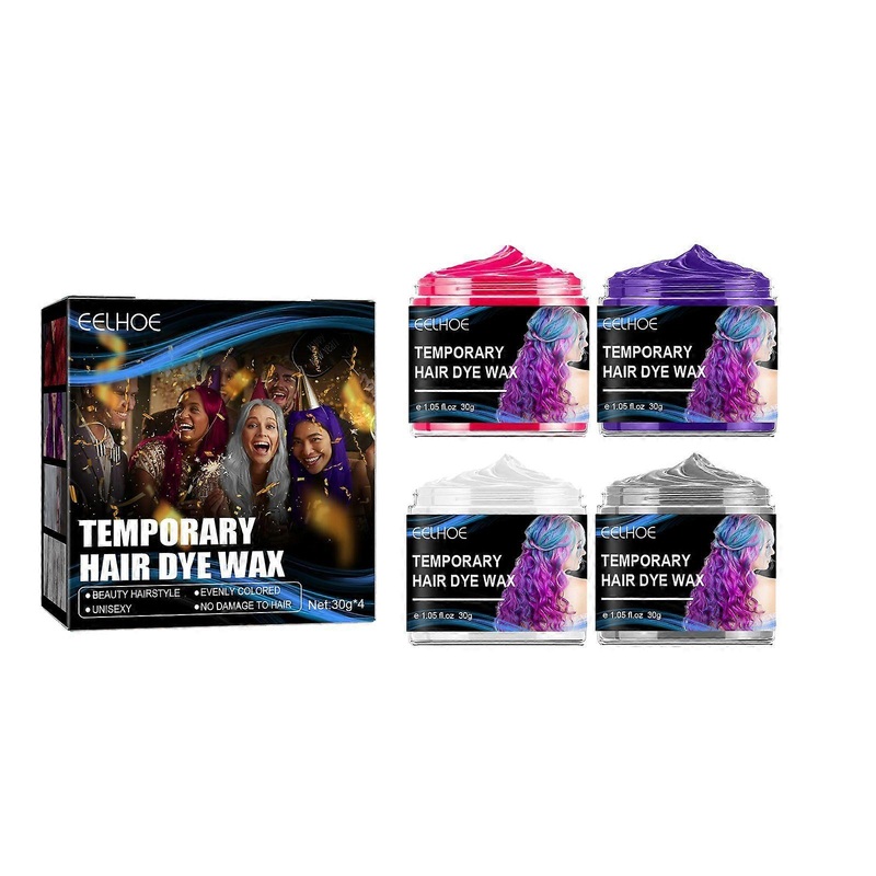 Temporary Hair Wax Set – Easy Color & Wash for Halloween Parties – 4 Colors, 30g Each