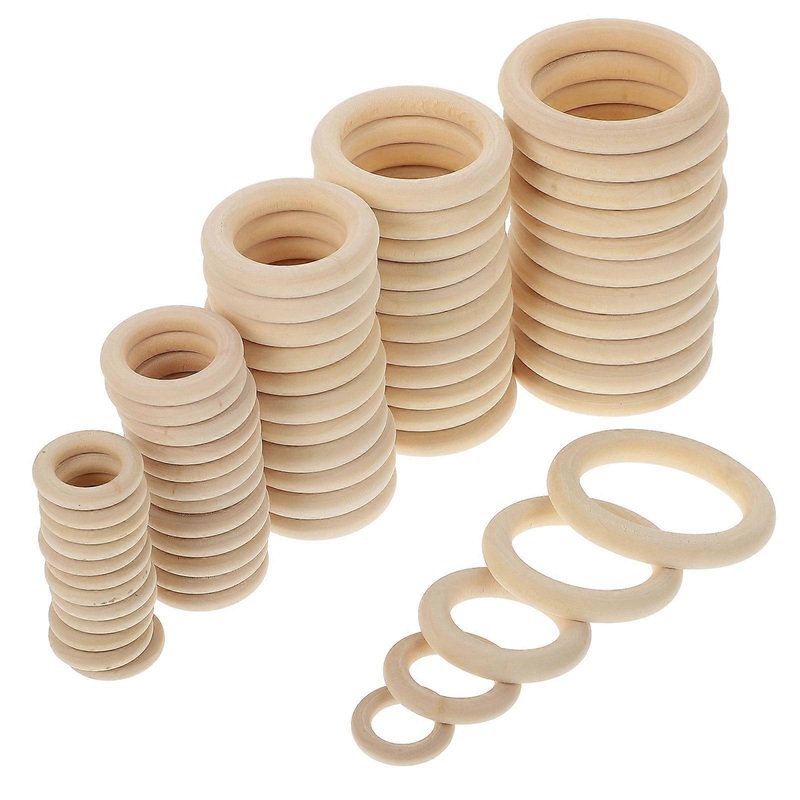 60pcs Natural Wood DIY Curtain Rings for Hanging, Crafts, Handbags, and Home Decor