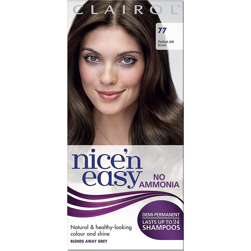 Clairol Nice & Easy Hair Colour Dye No Ammonia – 77 Medium Ash Brown
