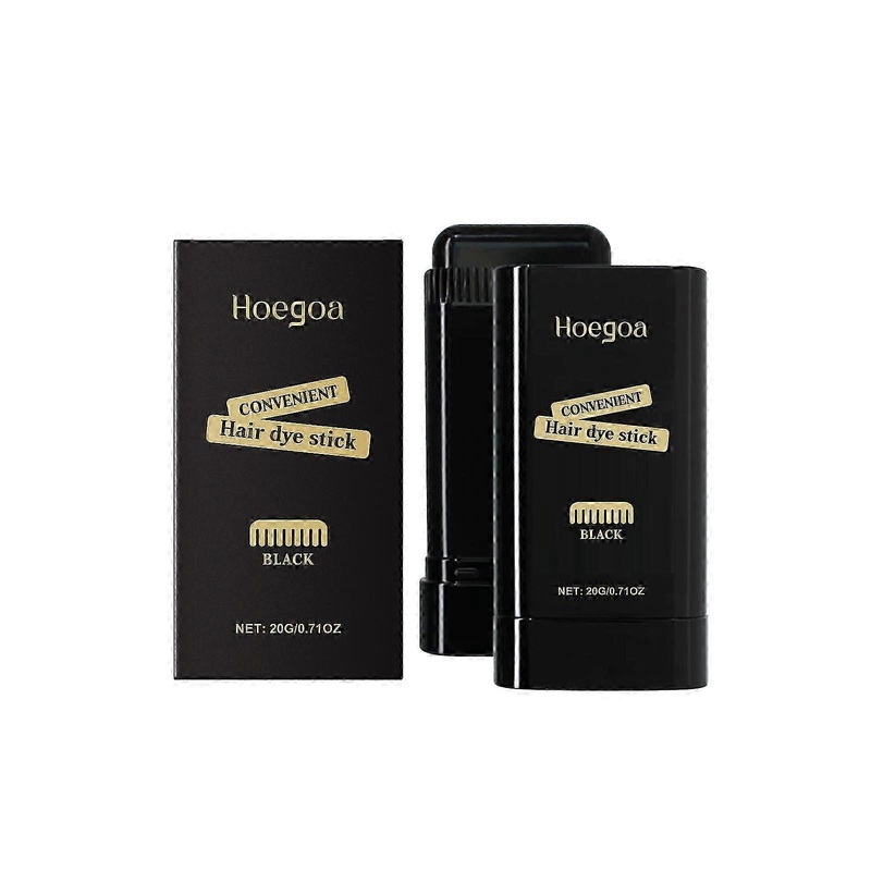 Hoegoa Black Hair Color Stick Covering Hair Color Disposable Complement Pen with Comb Temporary Hair Color