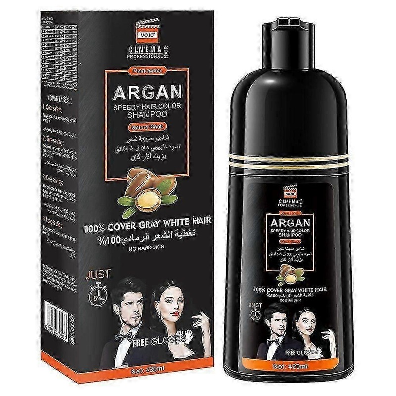 Instant Hair Dye Shampoo for 100% Gray Coverage, 3-in-1 Herbal Formula for Men and Women, 420ml Bottle