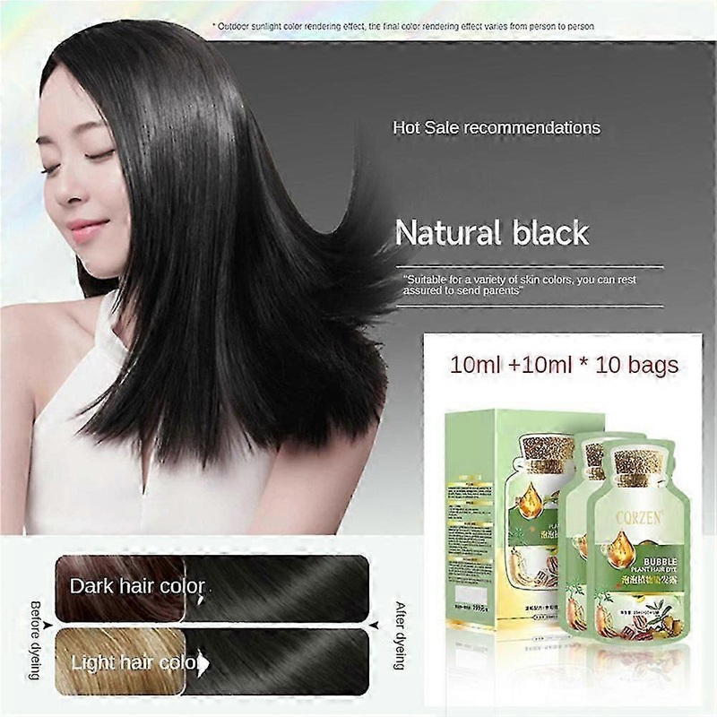 Natural Plant Hair Color Changea Box Of 10 Bags Of Bubble Hair Dye, Each Containing 10pcs