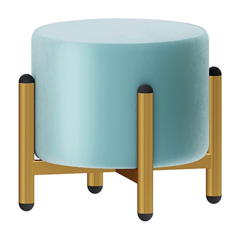 Sitzhocker, dreifach hhenverstellbar, runder Wohnzimmerhocker (Color: Blue)