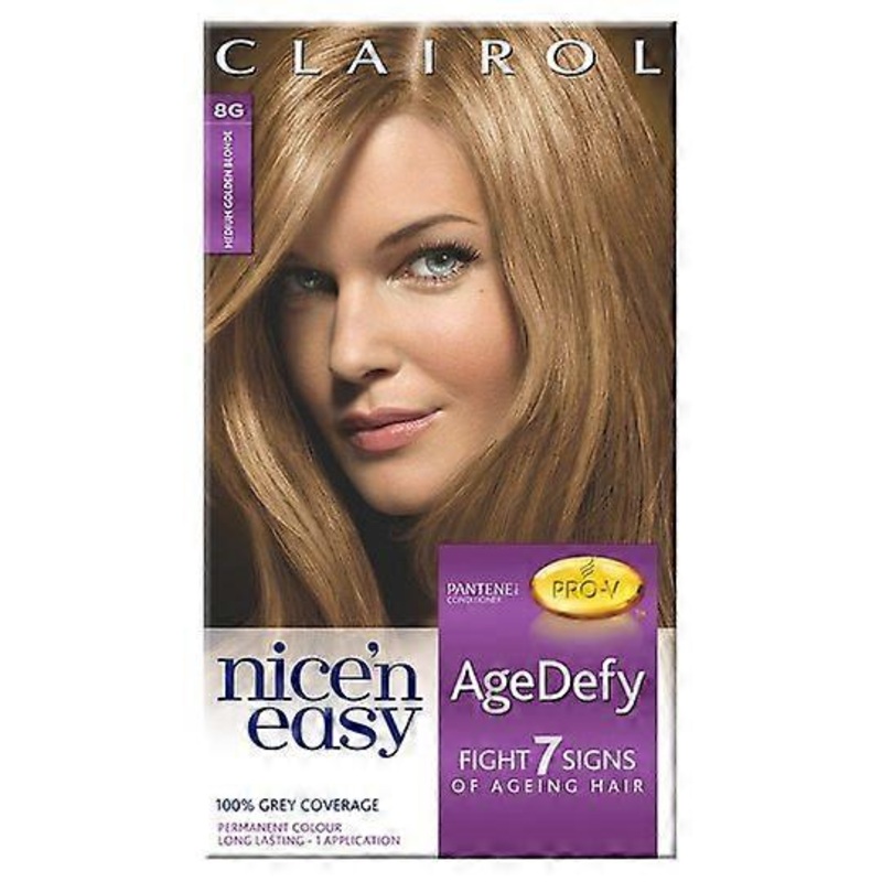 3 x Clairol Nice ‘n Easy Age Defy Permanent Hair Colour (8G Medium Golden Blonde)