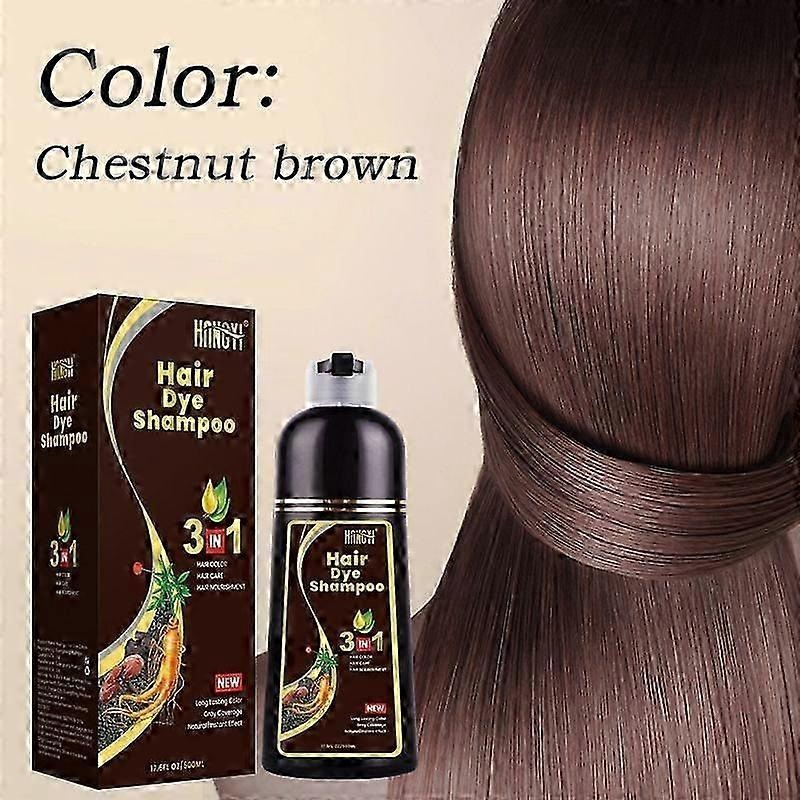 Hair Dye Shampoo, Instant 3 in 1 Hair Color Shampoo for Gray Coverage, Long-Lasting Hair Color Herbal Natural Plant Hair Dye Shampoo for Women & Men