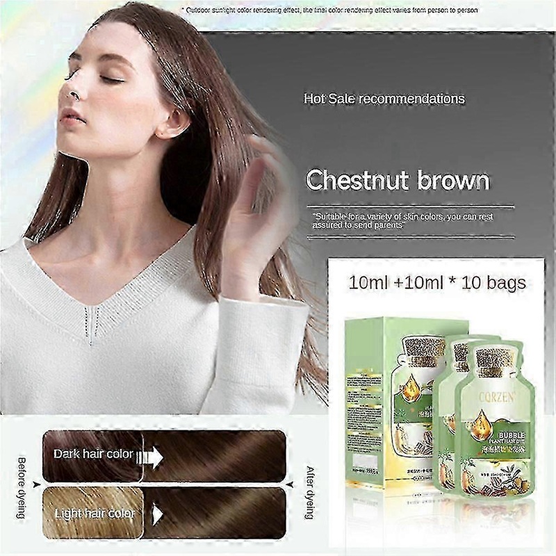 Natural Plant Hair Dye, New Botanical Bubble Hair Dye 20ml X 10 Packs Shampoo