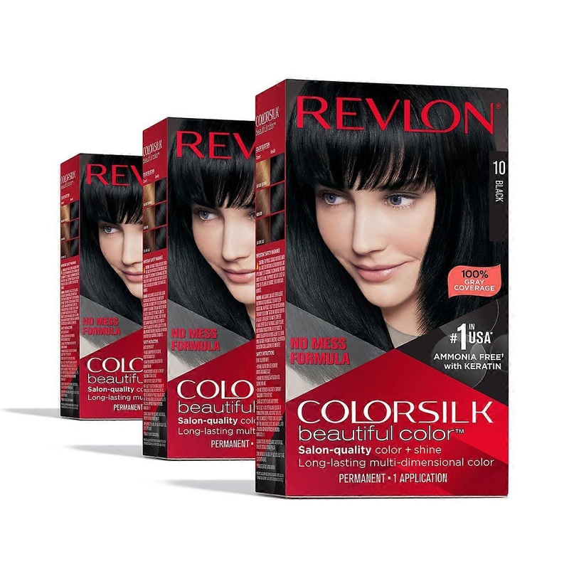 Revlon Colorsilk Beautiful Color Permanent Hair Color, 10 Black – 13.2 Fl Oz/3ct