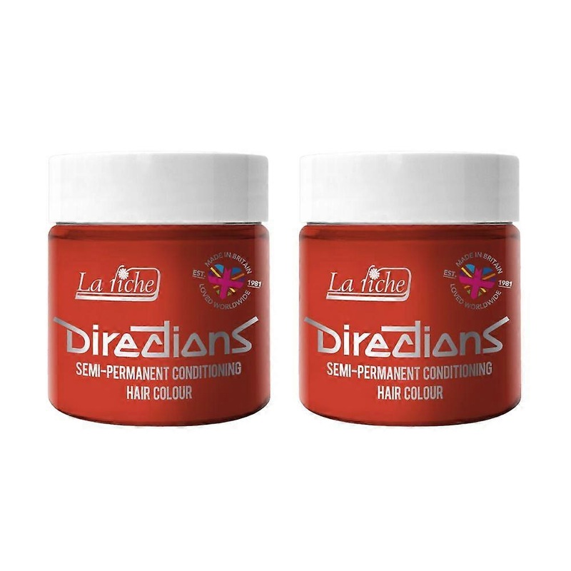 2 x La Riche Directions Semi-Permanent Hair Color 100ml Tubs – Tangerine