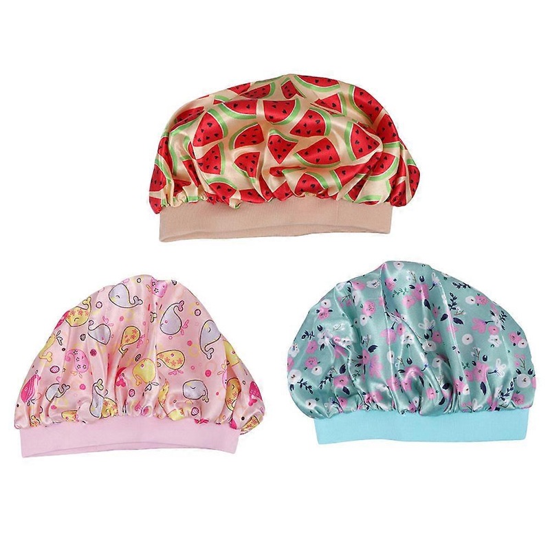 3pcs Adjustable Satin Bonnet for Kids Hair Care and Styling Night Sleep Hats