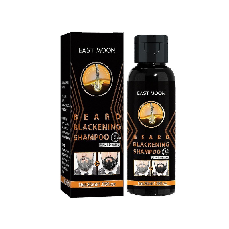 3pcs Guys Natural Darkening Beard Shampoo, Beard Hair Color Dye Shampoo Natural Men Mustache Dying Black Darkening Shampoo 30ml