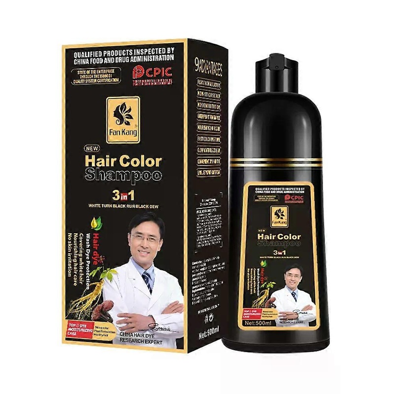 5 Minutes Organic Natural Coconut Fast Hair Dye Noni Plant Essence Black Hair Color Dye Shampoo For Cover Gray White Hair 500ML
