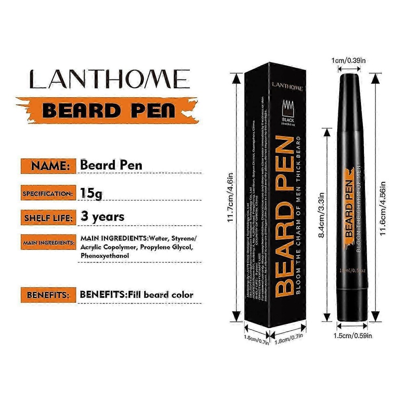 Beard Pen Filler for Men, Waterproof & Sweat Proof Long-Lasting Beard Pen,Effectively Enhances Facial Hair